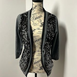 Kate Spade sequin wool cardigan with 3/4 sleeves.
